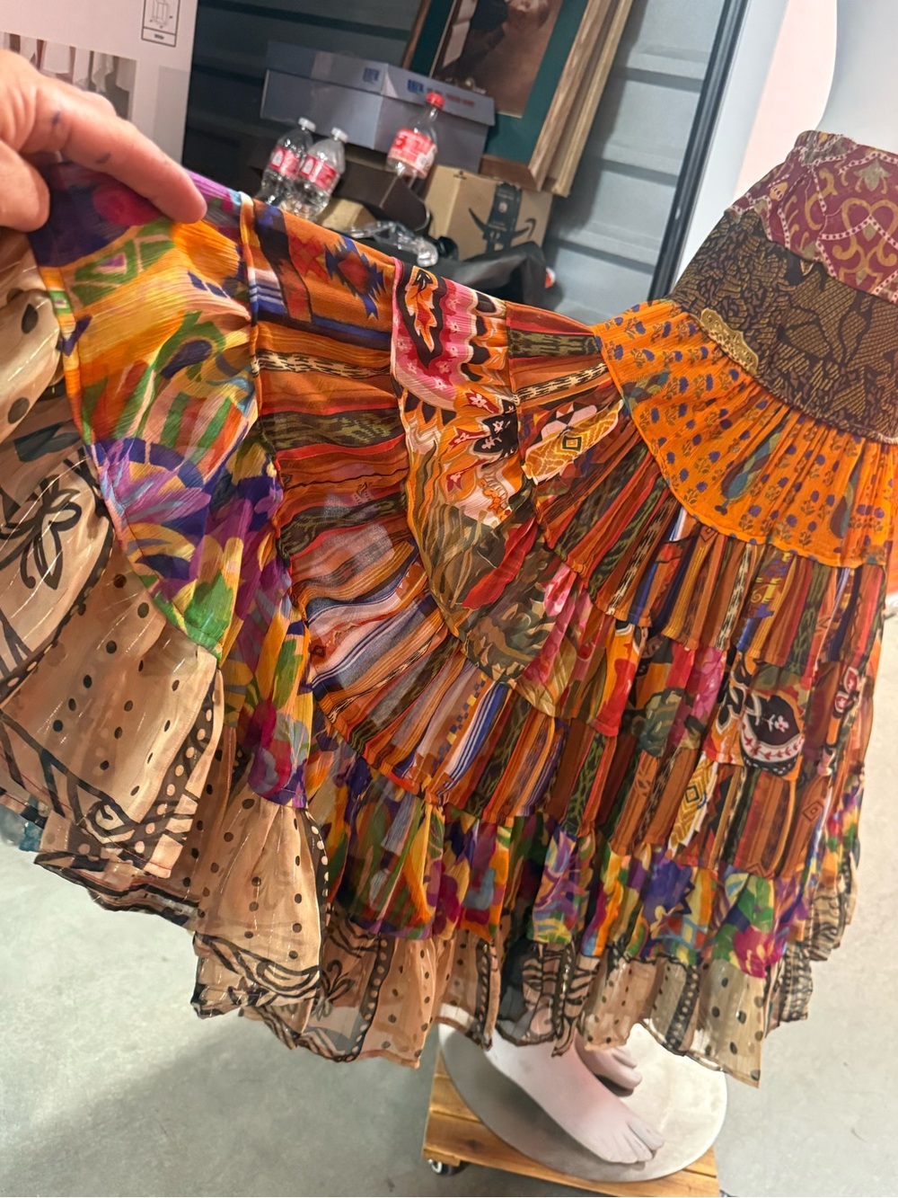 Sandy Starkman Vintage Bohemian Tiered Floral Patchwork Maxi Skirt . XS - Picture 10 of 11